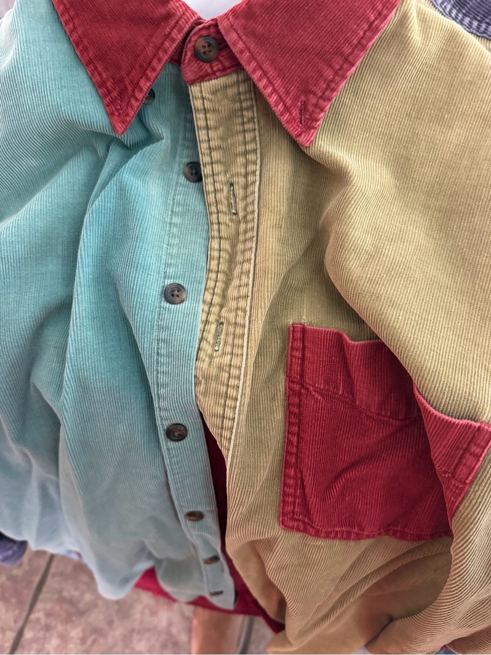 Vintage 90s J. Crew Multi-Panel Corduroy Button-Down Shirt. See description - Picture 8 of 8